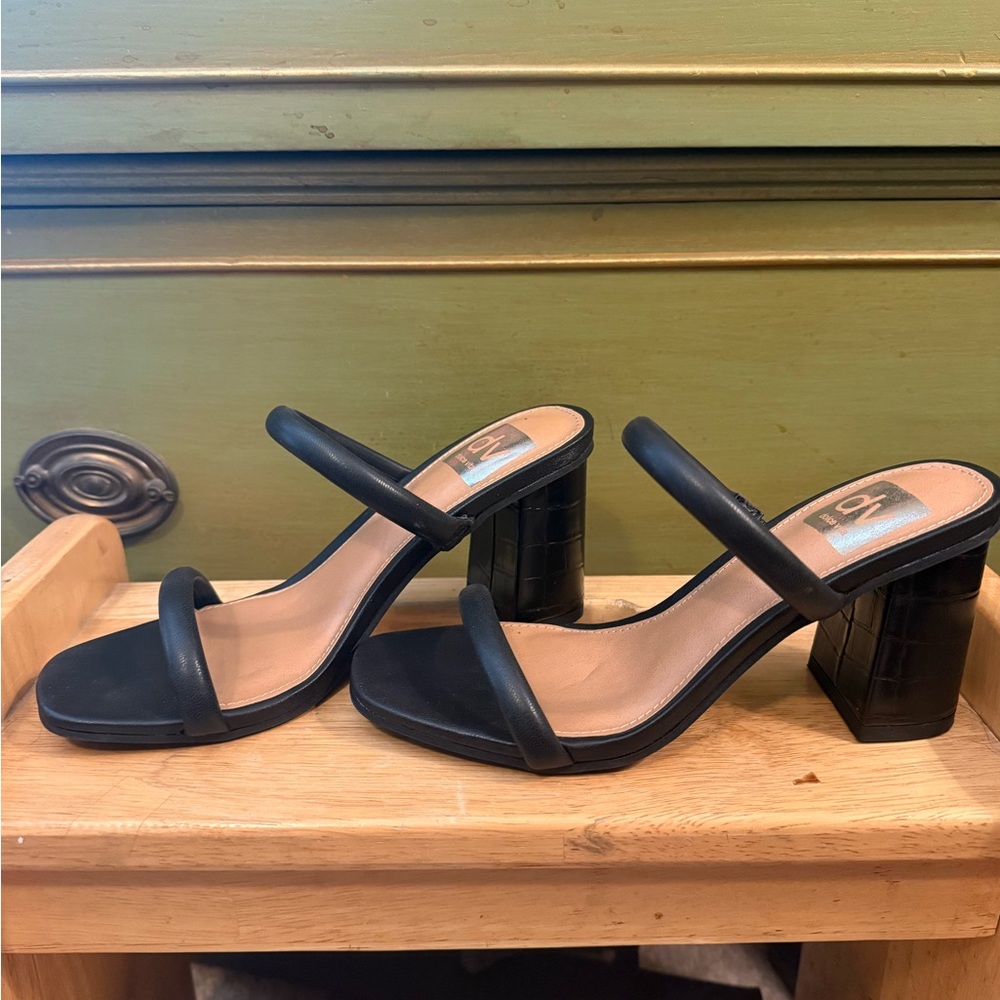 Black Strappy Block Heel Sandals